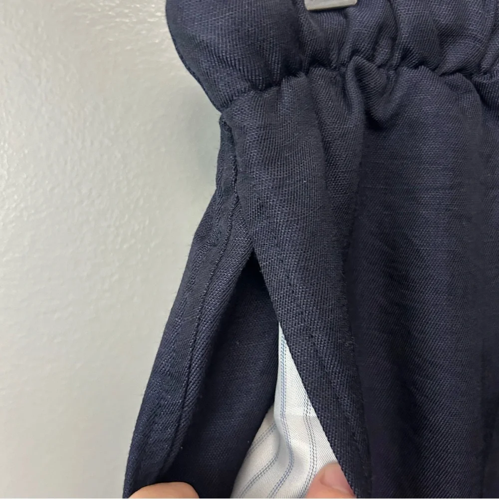 Zara Navy Linen/Viscose Blend Pants Size Small - Picture 2 of 5